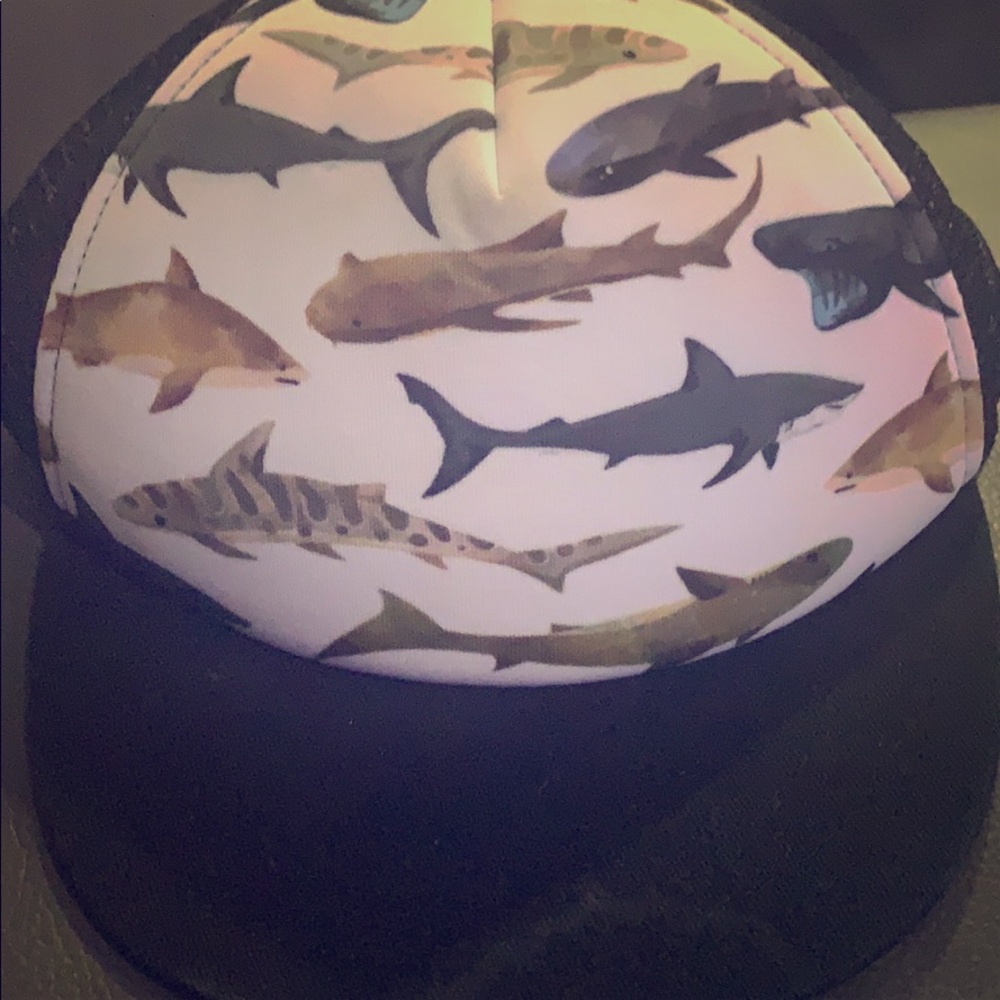 A baby shark hat for ages 0-9 months